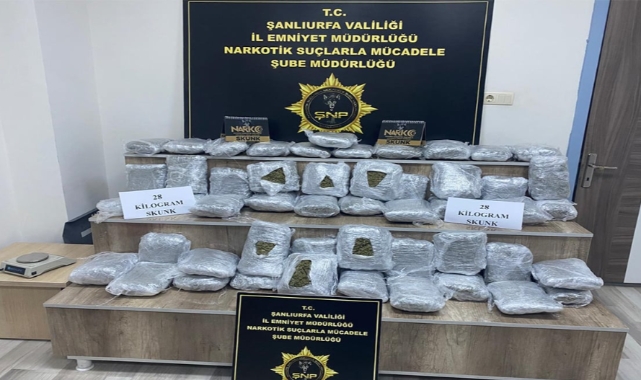 Şanlıurfa'da  28 kilo skunk maddesi  ele geçirildi!